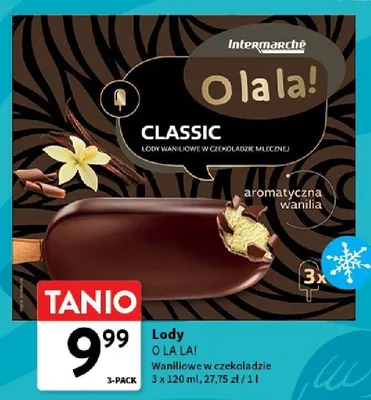 Lody waniliowe w czekoladzie mlecznej O la la! 3-pak promocja w Intermarche