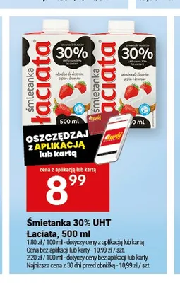 Śmietanka 30% UHT Łaciata promocja w Twój Market