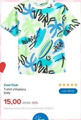T-shirt chłopięcy Cool Club biały promocja w Smyk
