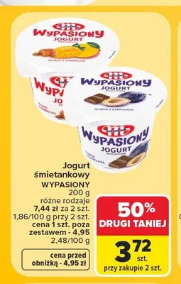 Jogurt śmietankowy Wypasiony truskawkowy promocja w Carrefour