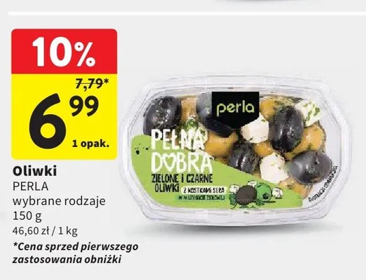 Oliwki zielone i czarne z kostkami sera Pełna Dobra Perla promocja w Intermarche