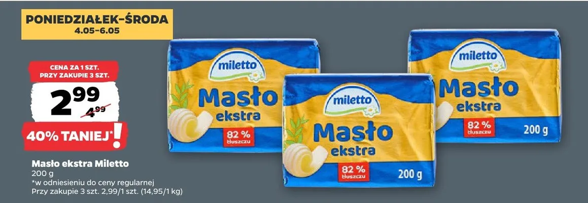Masło ekstra Miletto promocja w Netto