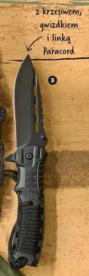 Nóż taktyczny składany z krzesiwem, gwizdkiem i linką Paracord promocja w Biedronka