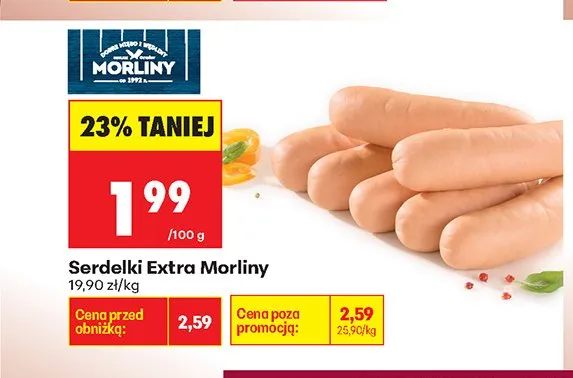 Serdelki Extra Morliny promocja w Biedronka