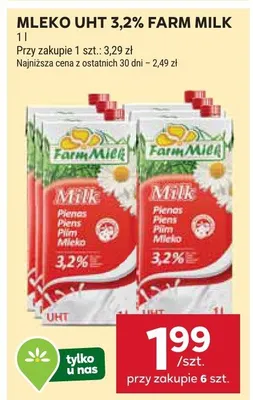 Mleko UHT 3,2% promocja w Stokrotka