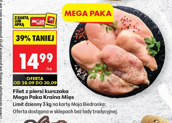 Filet z piersi kurczaka Mega Paka Kraina Mięs promocja w Biedronka