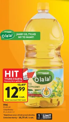 Olej rzepakowy O la la! promocja w Intermarche