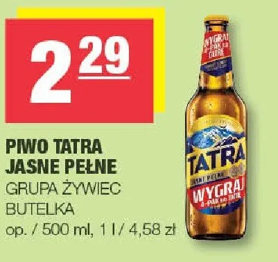 Piwo Tatra Jasne Pełne promocja w SPAR