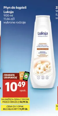 Płyn do kąpieli Luksja promocja w Delikatesy Centrum