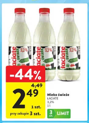 Mleko świeże Łaciate 3,2% promocja w Intermarche