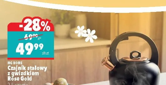 Czajnik stalowy z gwizdkiem Rose Gold promocja w Biedronka Home