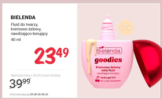 Fluid do twarzy Bielenda goodies Kremowo-żelowy lekki fluid nawilżająco-tonujący 01 Ivory Bae promocja w Rossmann