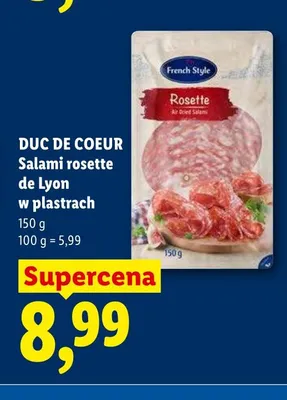 Salami rosette de Lyon w plastrach Duc De Coeur promocja w Lidl