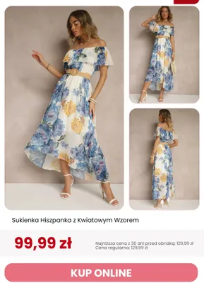 Sukienka Hiszpanka z Kwiatowym Wzorem Renee promocja w Renee