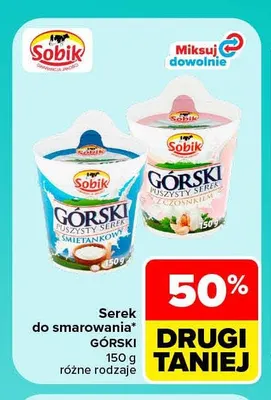 Serek do smarowania Górski z czosnkiem Sobik promocja w Carrefour Market