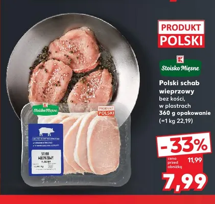 Polski schab wieprzowy bez kości w plastrach Stoisko Mięsne promocja w Kaufland