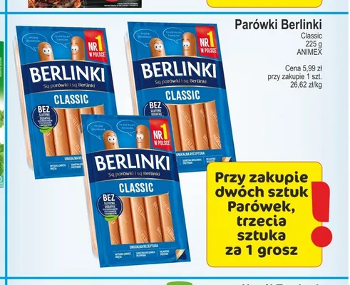 Parówki Berlinki Classic promocja w Marketvita