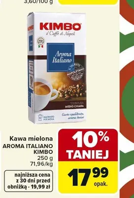 Kawa mielona Kimbo Aroma Italiano promocja w Carrefour Market