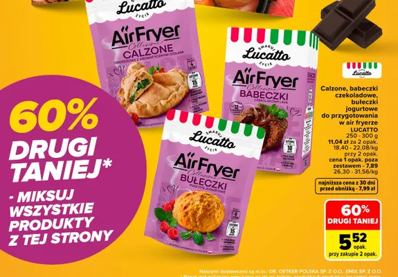 Calzone drożdżowe do przygotowania w air fryerze Lucatto AirFryer Collezione promocja w Carrefour