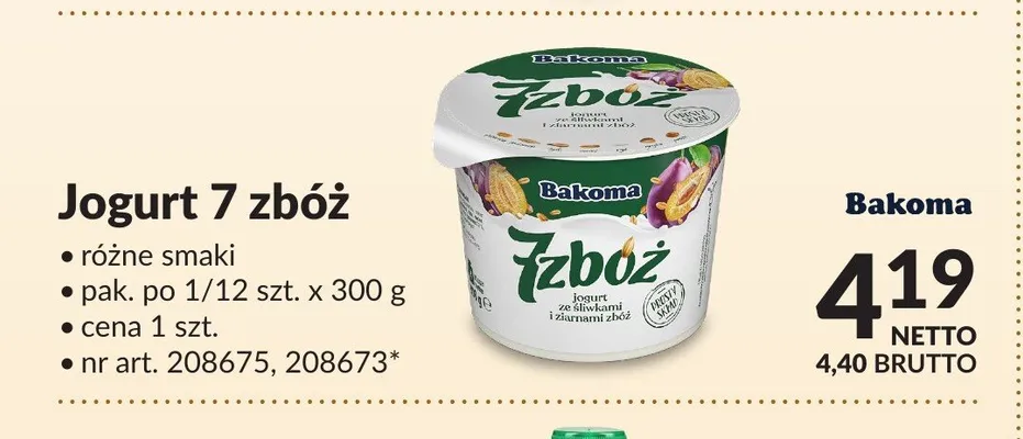 Jogurt 7 zbóż Bakoma promocja w Makro