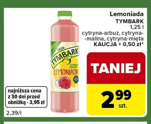 Lemoniada Tymbark cytryna-malina promocja w Carrefour Express