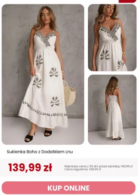 Sukienka Boho z Dodatkiem Lnu Renee promocja w Renee