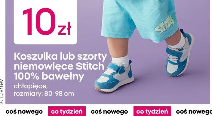 Szorty niemowlęce Disney Stitch 100% bawełny chłopięce promocja w Pepco