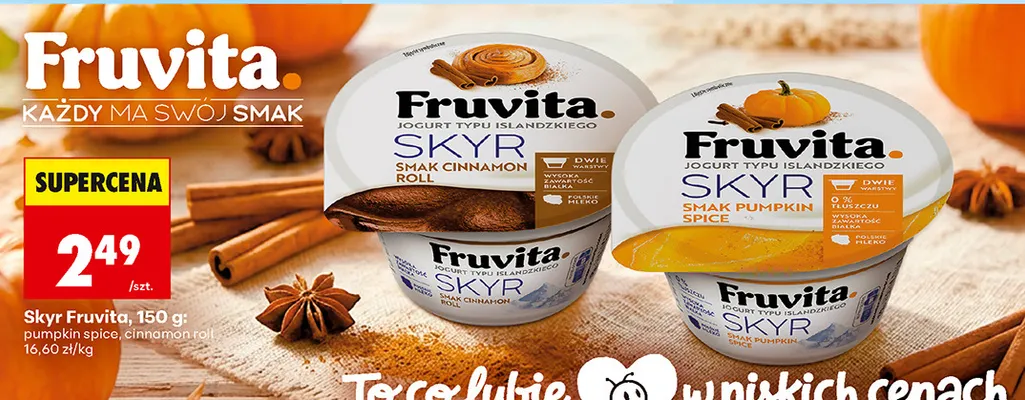 Skyr Fruvita pumpkin spice promocja w Biedronka
