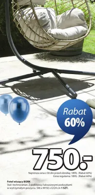 Fotel wiszący BORK promocja w Jysk