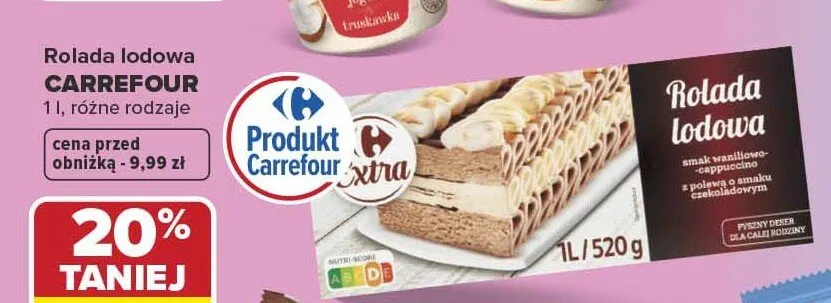 Rolada lodowa waniliowo-cappuccino Carrefour promocja w Carrefour Market