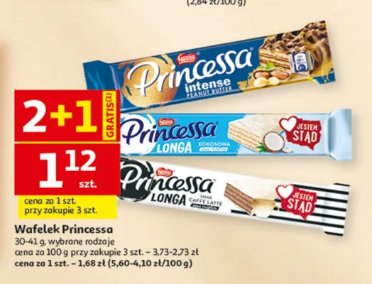Wafelek Princessa Longa o smaku Caffe Latte promocja w Auchan