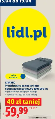 Prześcieradło z gumką z wiskozy bambusowej i bawełny 90-100 x 200 cm Livarno promocja w Lidl