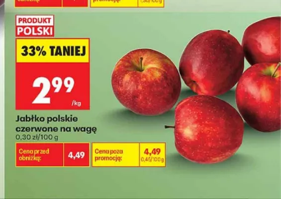 Jabłka czerwone polskie na wagę promocja w Biedronka