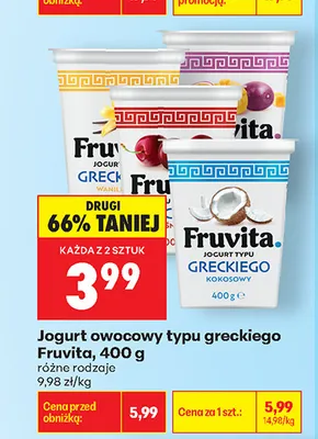 Jogurt typu greckiego Fruvita waniliowy promocja w Biedronka