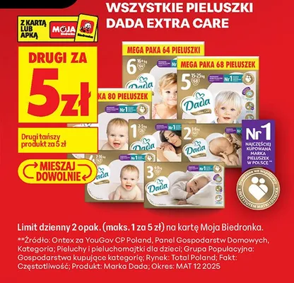 Pieluchy Dada Extra Care 3 promocja w Biedronka