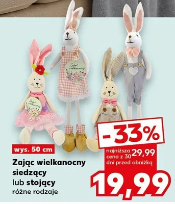 Zając wielkanocny siedzący lub stojący wys. 50 cm, różne rodzaje promocja w Kaufland