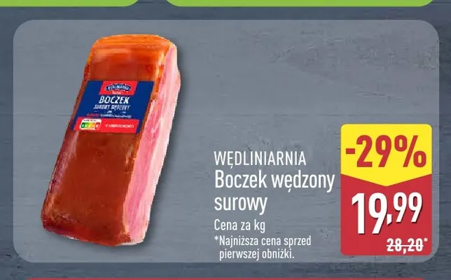 Boczek wędzony surowy Wędliniarnia promocja w Aldi