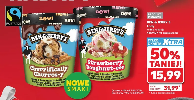 Lody Ben & Jerry's różne rodzaje promocja w Kaufland