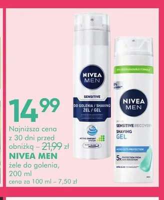 Żel do golenia Nivea Men Sensitive Recovery promocja w Super-Pharm