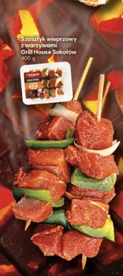 Szaszłyk wieprzowy z warzywami Grill House Sokołów promocja w Delikatesy Centrum