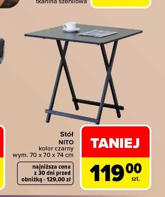 Stół Nito 70x70x74 cm promocja w Carrefour