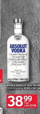 Wódka Absolut 40% promocja w Selgros