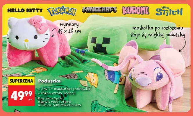 Poduszka maskotka 2 w 1 Kuromi promocja w Biedronka