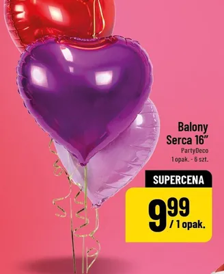 Balony Serca 16" PartyDeco 1 opak. 6 szt. promocja w POLOmarket