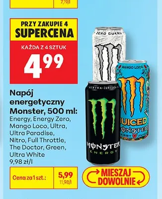 Napój energetyczny Monster Ultra promocja w Biedronka