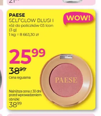 Róż do policzków Selfglow Blush 03 Icon Paese promocja w Drogerie Jawa