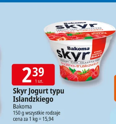 Skyr jogurt typu islandzkiego Bakoma promocja w Leclerc