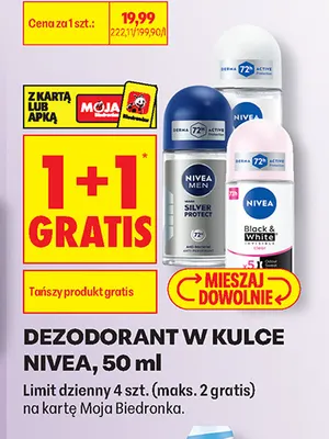 Dezodorant w kulce Nivea Black & White Invisible promocja w Biedronka