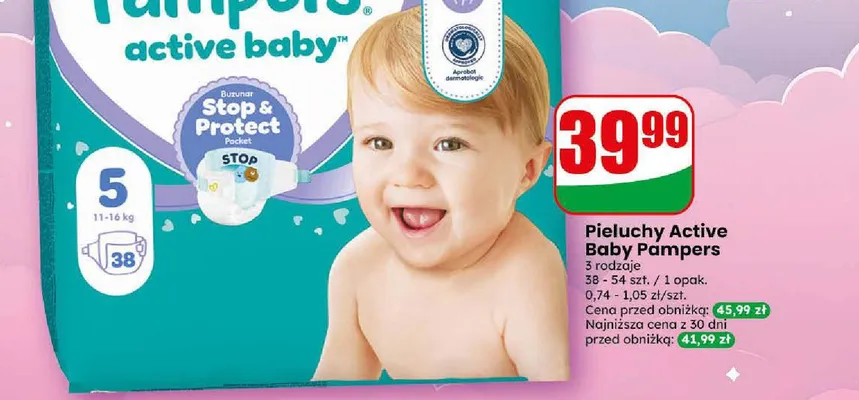 Pieluchy Pampers Active Baby promocja w Dino