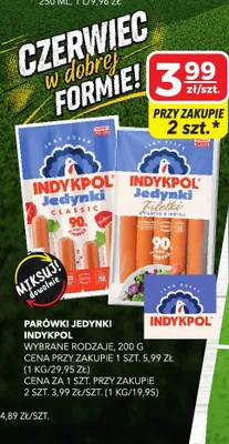 Parówki Jedynki Indykpol promocja w Top Market